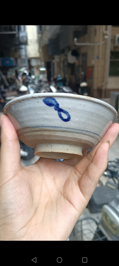 古玩陶瓷明代～青花花卉紋唇口碗拍賣，當前價格980元