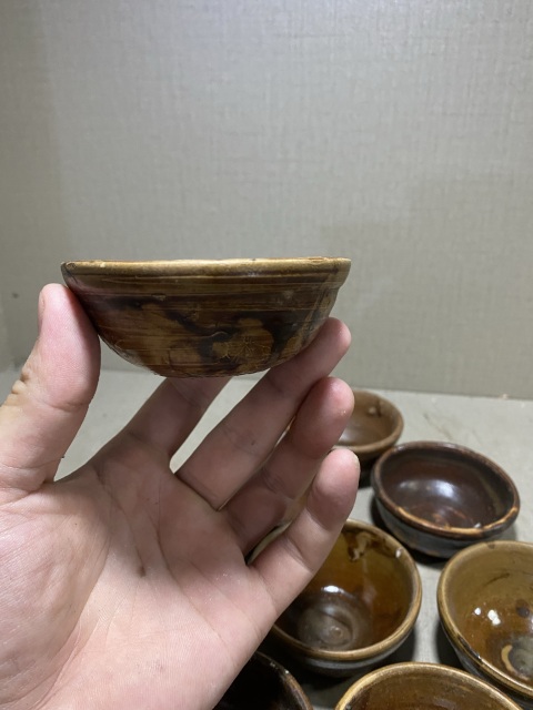 古玩陶瓷10個明末紫金釉茶盞拍賣,當前價格226元