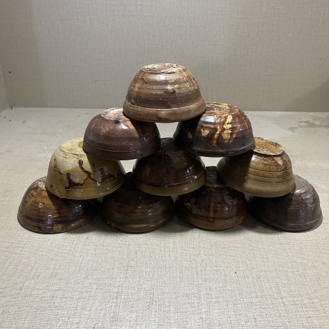 古玩陶瓷10個明末紫金釉茶盞拍賣,當前價格226元
