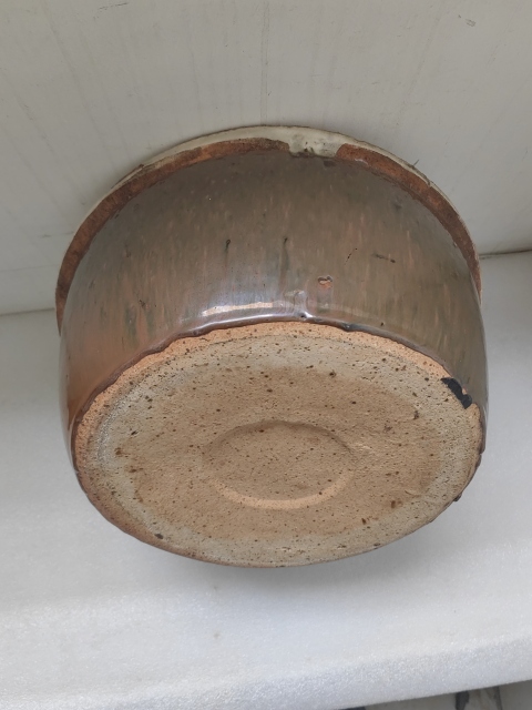 古玩陶瓷外紫金釉內(nèi)青花花卉紋折沿盆拍賣,當(dāng)前價(jià)格398元