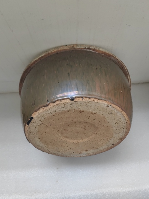 古玩陶瓷外紫金釉內(nèi)青花花卉紋折沿盆拍賣,當(dāng)前價(jià)格398元