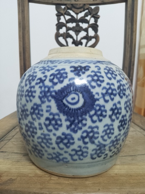 古玩陶瓷花卉紋青花罐拍賣,當前價格508元