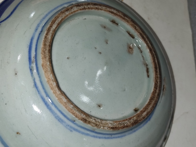 古玩陶瓷清中期青花花卉紋盤拍賣，當前價格248元