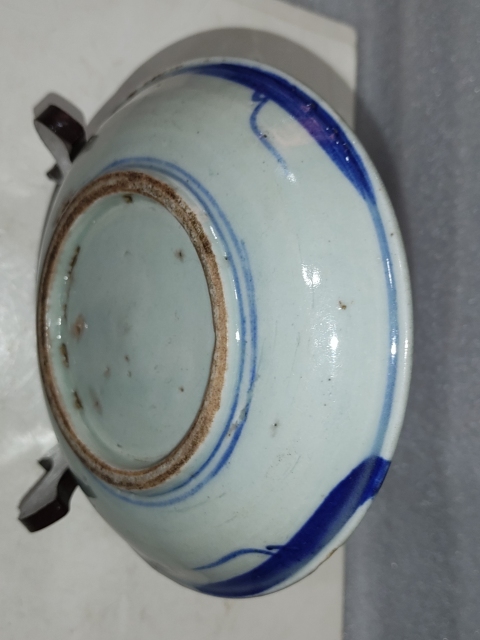 古玩陶瓷清中期青花花卉紋盤拍賣，當前價格248元