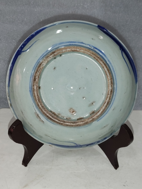 古玩陶瓷清中期青花花卉紋盤拍賣，當前價格248元