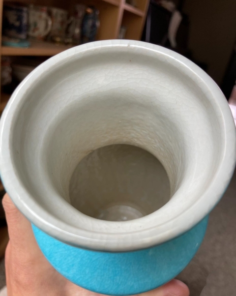 古玩陶瓷孔雀藍釉棒槌瓶 賞瓶拍賣，當前價格5000元