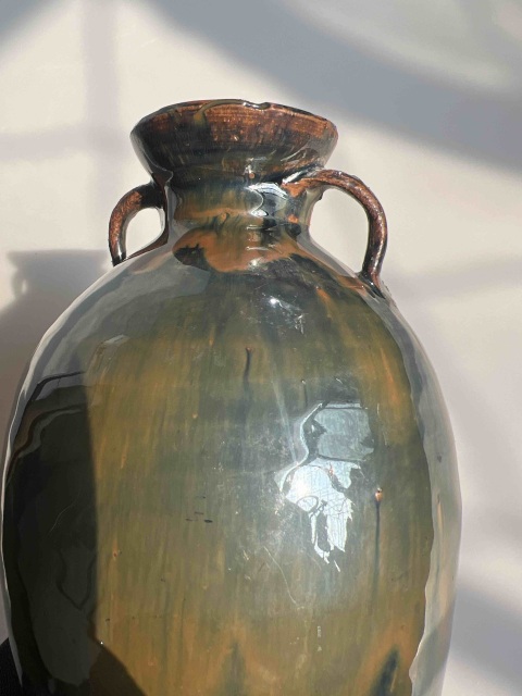 古玩陶瓷保真卡清代 磁州窯 窯變褐釉雙系瓶拍賣,當前價格820元