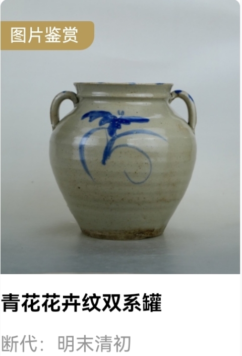 古玩陶瓷精美.明清青花花卉紋雙系罐拍賣,當前價格299元