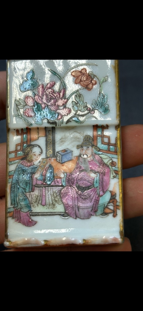 古玩陶瓷粉彩人物故事紋墨床拍賣,當前價格12800元
