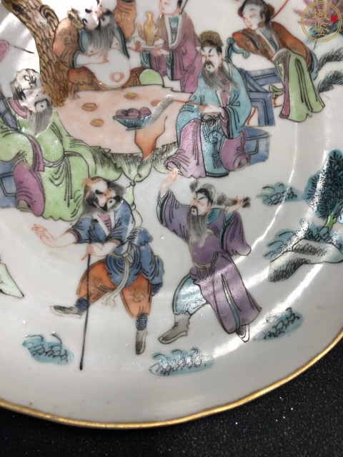 古玩陶瓷光緒本朝粉彩八仙人物故事紋盤拍賣，當前價格16888元