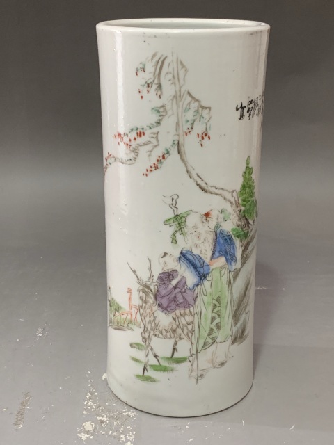 古玩陶瓷人物紋帽筒拍賣，當前價格1880元