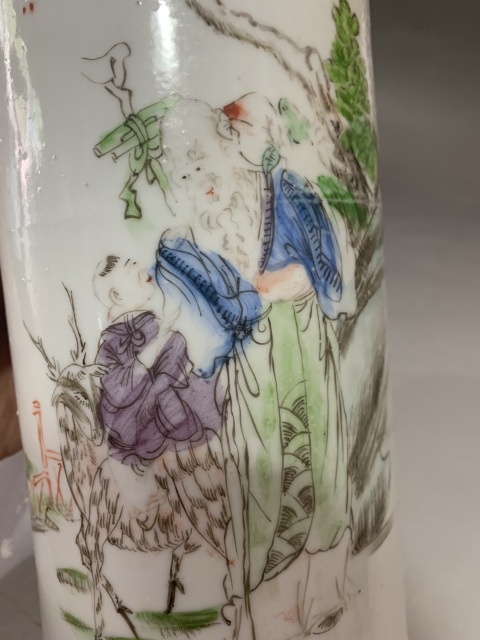 古玩陶瓷人物紋帽筒拍賣，當前價格1880元