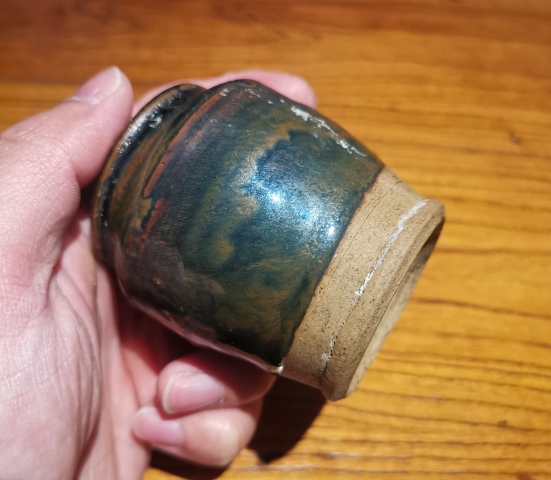 古玩陶瓷金元黑釉窯變茶入拍賣，當前價格299元
