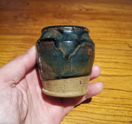 古玩陶瓷金元黑釉窯變茶入拍賣，當前價格299元