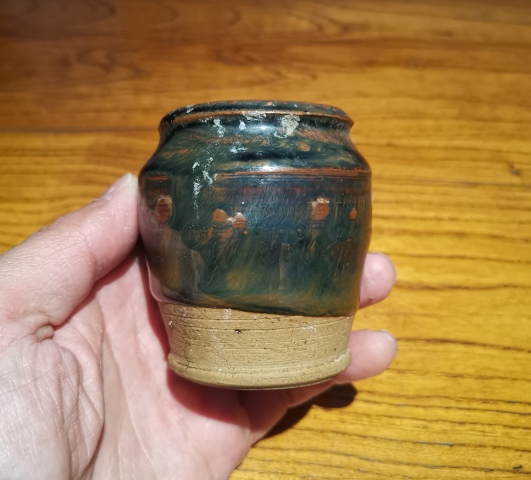 古玩陶瓷金元黑釉窯變茶入拍賣，當前價格299元