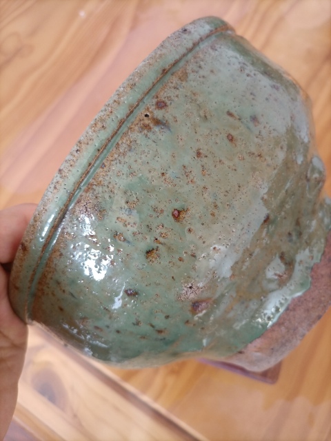 古玩陶瓷明末清初.窯變綠釉盆600拍賣,當前價格600元