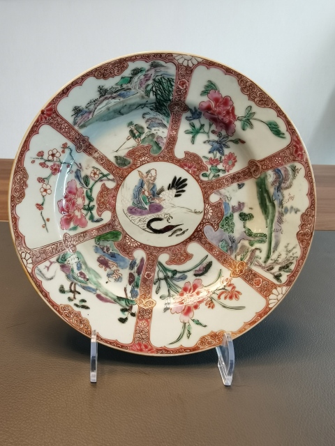 古玩陶瓷雍正極品粉彩壽星圖折沿盤拍賣，當前價格1680元