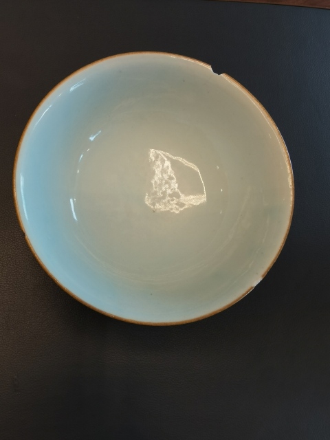 古玩陶瓷大清乾隆年製官窯本朝款豆青釉茶碗拍賣，當前價格850元