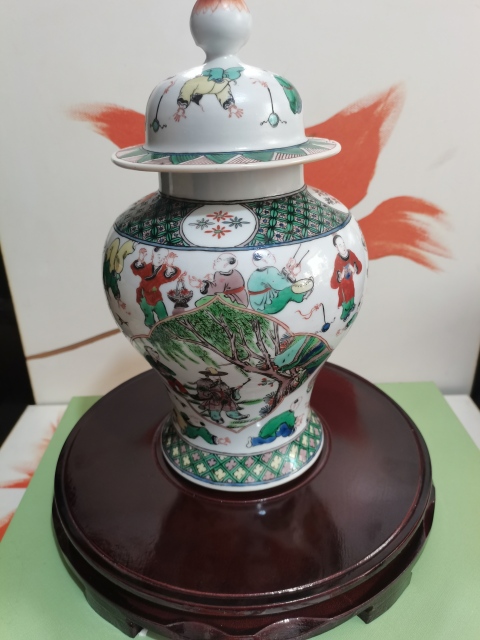 古玩陶瓷晚清五彩人物百子嬰戲圖紋將軍罐拍賣,當前價格15800元