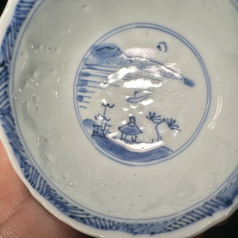 古玩陶瓷清康雍 青花蘆雁人物山水茶杯碟 一套拍賣，當前價格1350元