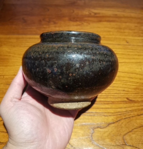 古玩陶瓷金元黑釉窯變鐵銹斑茶入拍賣,當前價格3600元