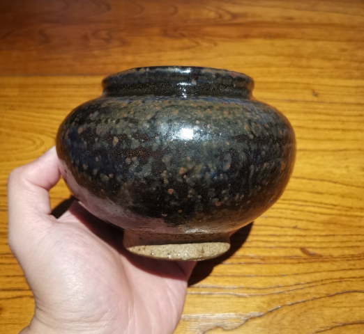 古玩陶瓷金元黑釉窯變鐵銹斑茶入拍賣,當前價格3600元