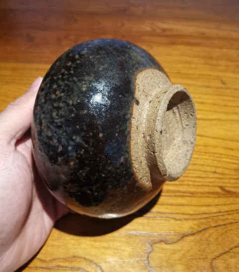 古玩陶瓷金元黑釉窯變鐵銹斑茶入拍賣,當前價格3600元