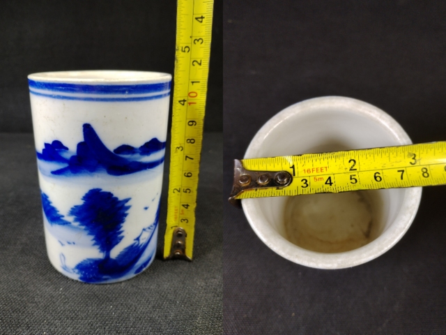 古玩陶瓷(全品)民國青花山水紋筆筒拍賣,當前價格550元
