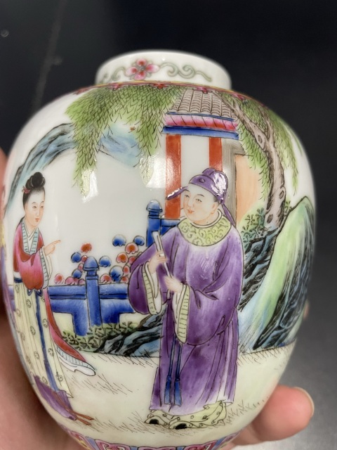古玩陶瓷精品民窯 民國·粉彩西廂記紋蓮子罐拍賣,當前價格3680元
