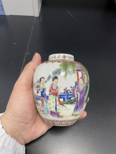 古玩陶瓷精品民窯 民國·粉彩西廂記紋蓮子罐拍賣,當前價格3680元
