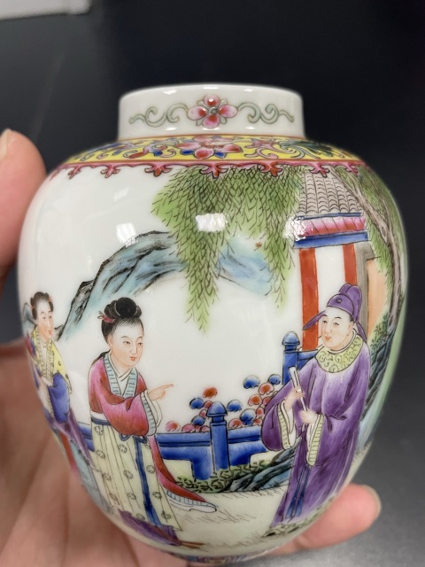 古玩陶瓷精品民窯 民國·粉彩西廂記紋蓮子罐拍賣,當前價格3680元
