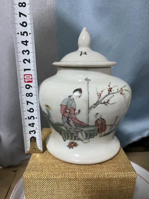 古玩陶瓷粉彩三娘教子圖蓋罐拍賣，當前價格1288元