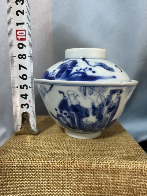 古玩陶瓷青花福祿壽三星高照圖蓋碗拍賣，當前價格1188元