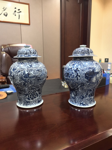 古玩陶瓷清康熙青花鳳穿牡丹圖將軍罐拍賣，當前價格66000元