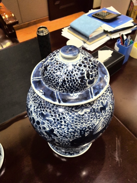 古玩陶瓷清康熙青花鳳穿牡丹圖將軍罐拍賣，當前價格66000元