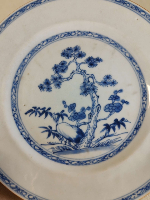 古玩陶瓷【乾隆】青花歲寒三友圖折沿盤(pán)【收藏佳品】拍賣，當(dāng)前價(jià)格6800元