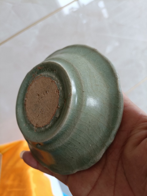 古玩陶瓷明中早期.龍泉梅子青釉花口洗拍賣，當前價格698元