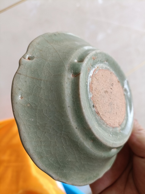 古玩陶瓷明中早期.龍泉梅子青釉花口洗拍賣，當前價格698元