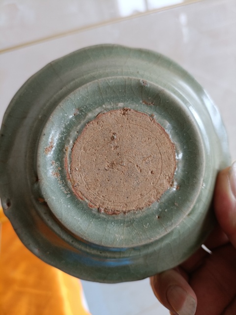 古玩陶瓷明中早期.龍泉梅子青釉花口洗拍賣，當前價格698元