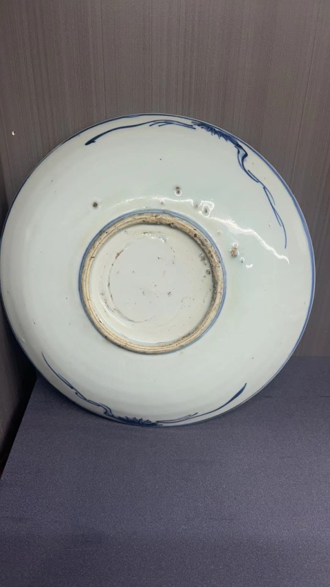 古玩陶瓷明天啟 青花花鳥詩文盤拍賣，當前價格9888元