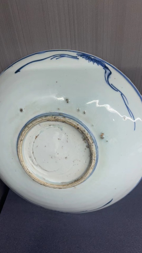 古玩陶瓷明天啟 青花花鳥詩文盤拍賣，當前價格9888元
