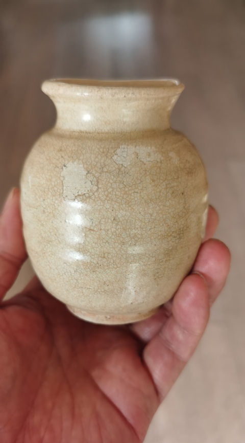 古玩陶瓷宋代米黃釉罐（已保真）拍賣，當(dāng)前價(jià)格3680元