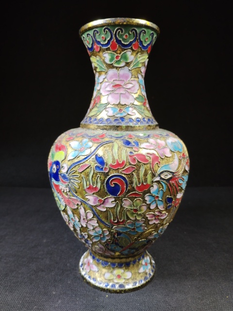 古玩雜項（全品）建國初期567銅胎掐絲琺瑯龍鳳呈祥紋瓶，高25cm拍賣，當前價格288元