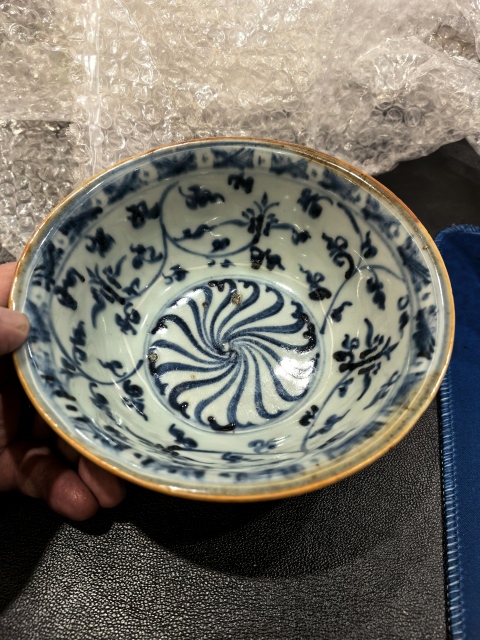 古玩陶瓷明宣德青花海馬紋撇口碗拍賣，當前價格52000元