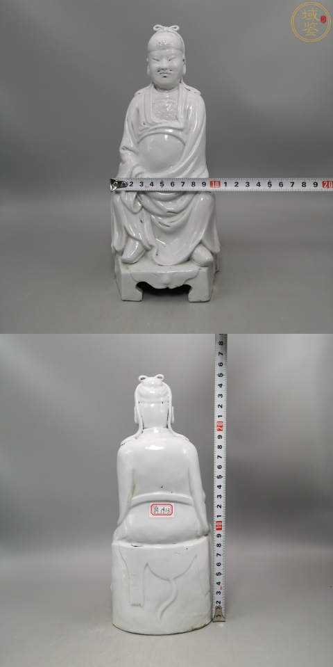 古玩陶瓷清代.白釉關公像拍賣，當前價格3980元