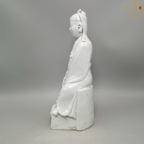 古玩陶瓷清代.白釉關公像拍賣，當前價格3980元