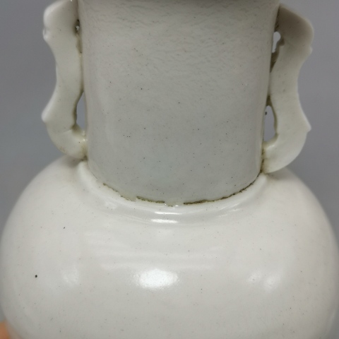 古玩陶瓷清代.白釉雙耳瓶一對拍賣，當前價格3980元