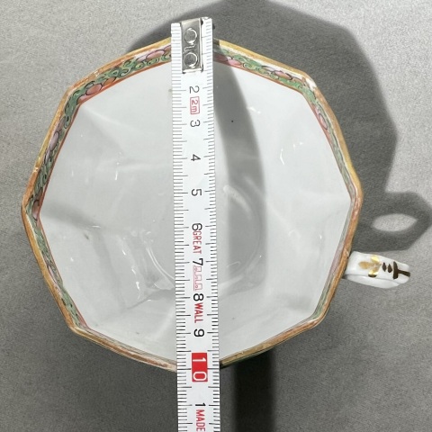 古玩陶瓷民國 廣彩百財福壽八方杯碟 咖啡杯 茶杯 一套拍賣，當前價格399元