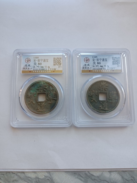 古玩錢幣崇寧通寶兩枚拍賣,當前價格260元