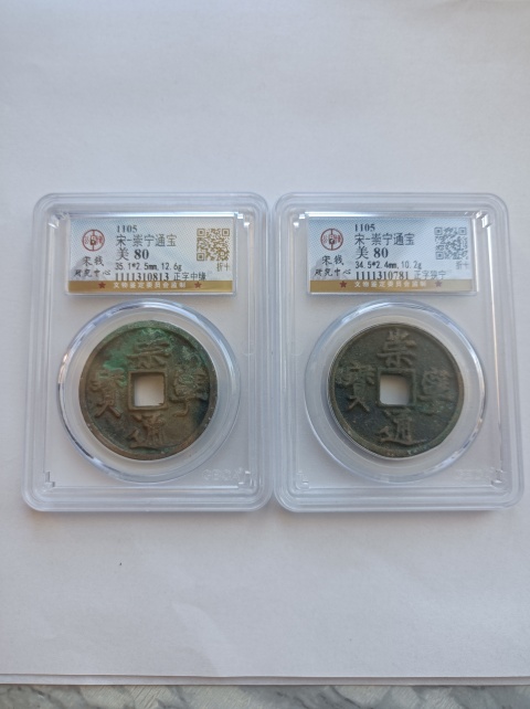 古玩錢幣崇寧通寶兩枚拍賣,當前價格260元